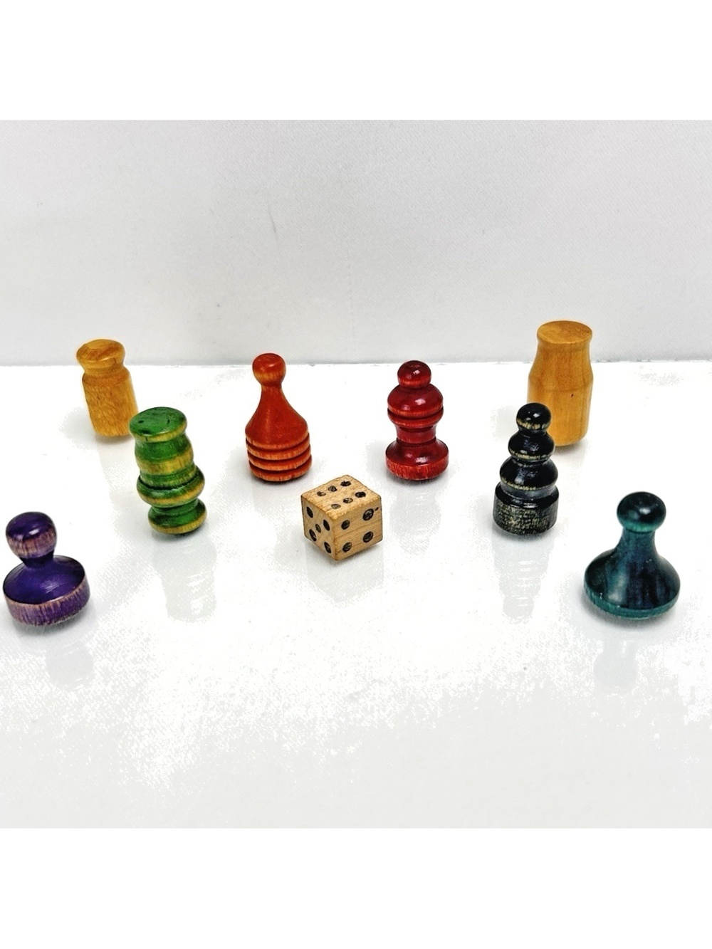 Vintage Monopoly Wood Pawns 1930s - Wooden Player Pieces Tokens & Dice